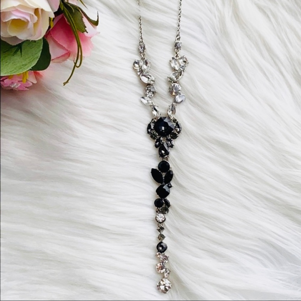 INC Black Ombré Rhinestone Necklace NWT